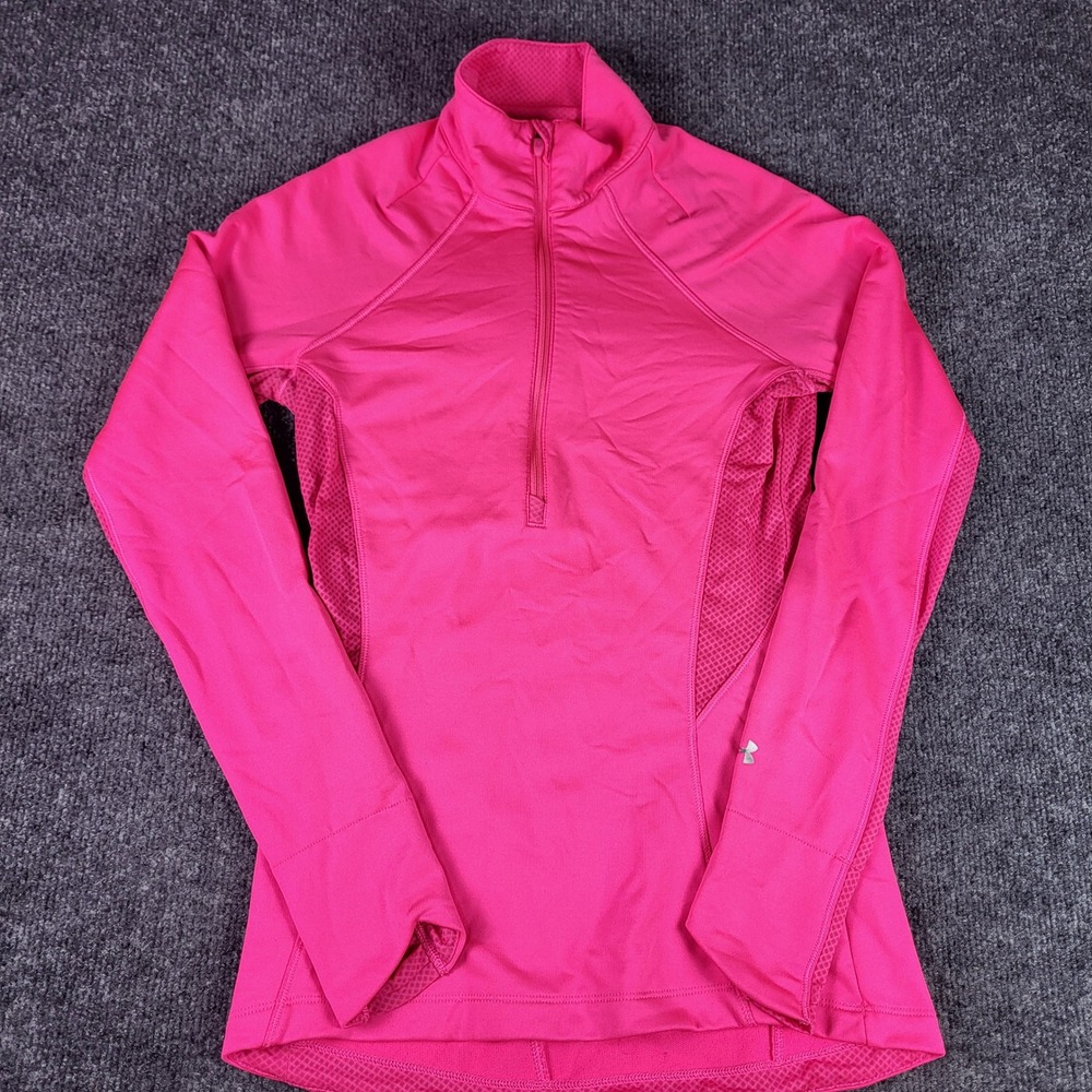 Under Armour HeatGear Womens XS Pink Quarter Zip Long Sleeve Fitted Pullover